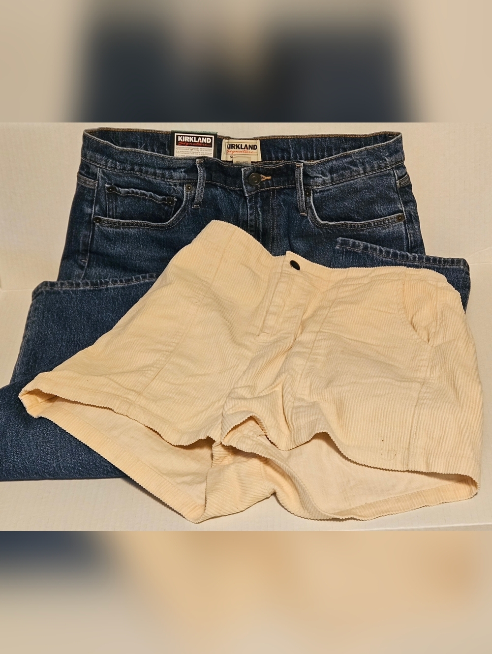 Bundle: Cream Corduroy Wild Fable Shorts Medium and Kirkland Signature Jeans 12